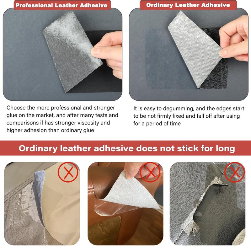 G GEYYANG GEYYANG Leather Repair Kit for Furniture, 4 x 63 Inches self Adhesive Leather Repair Tape for Damaged Leather Furniture, Sofa Seating, Leather Goods(Black - Fine Grained) - Image 4